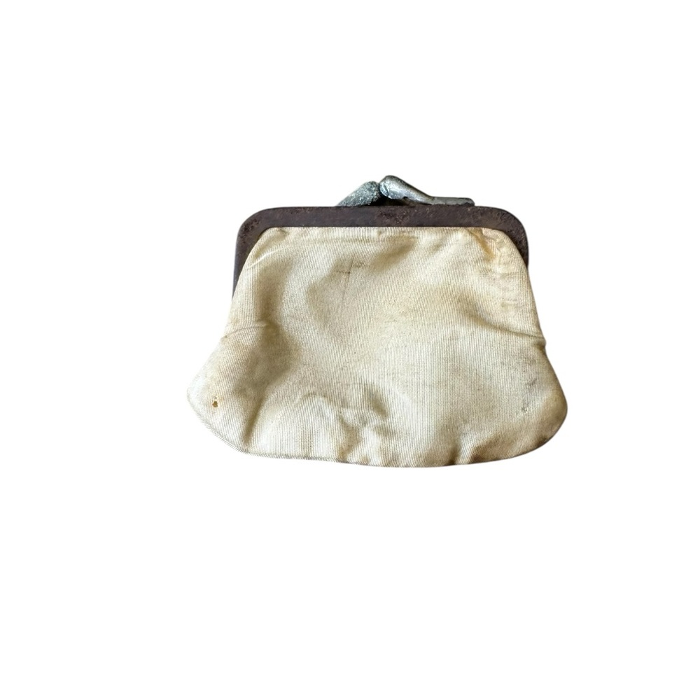 👜 Antique Silk Satin Coin Purse Mini Kiss Lock Change Pouch Early‎ 1900s 👜